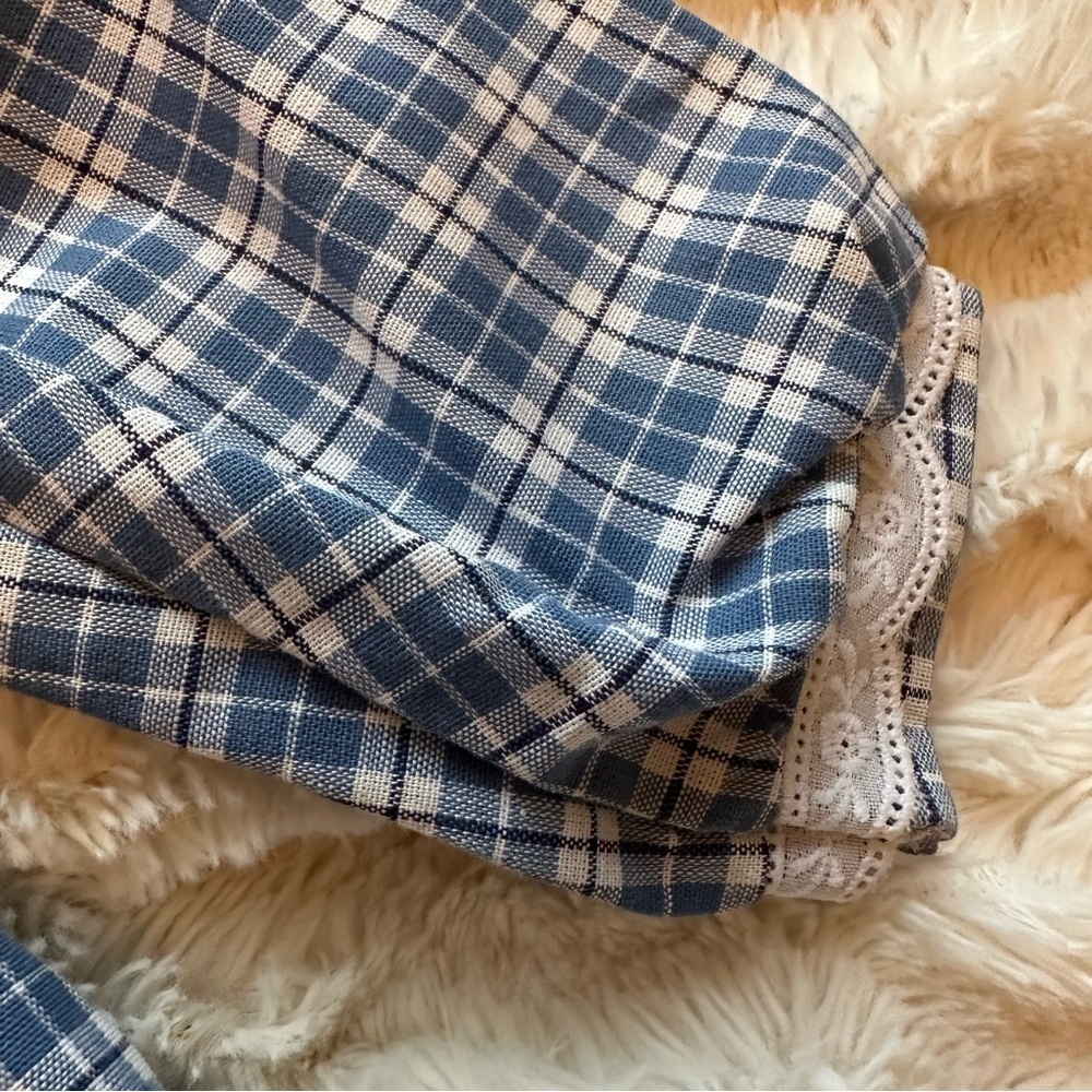Vintage Carter’s Baby Girl Collar Blue Plaid Smocked Classic Romper 12-18m - Picture 5 of 11